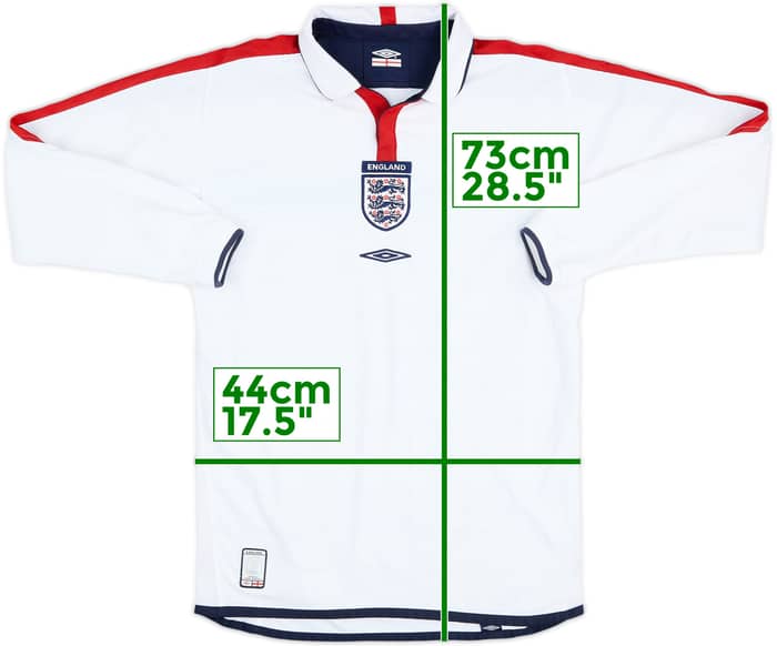 2003-05 England Home L/S Shirt - 5/10 - (S)