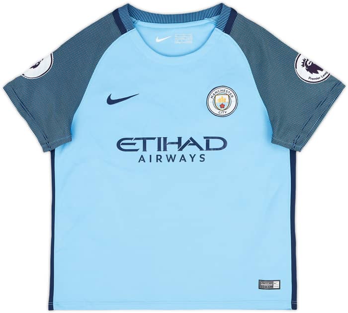 2016-17 Manchester City Home Shirt Kun Aguero #10 - 9/10 - (S.Boys)