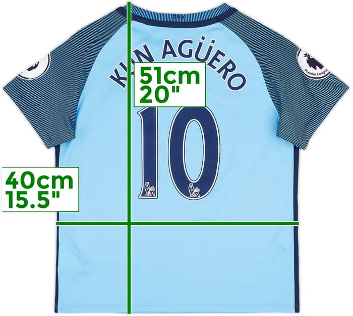 2016-17 Manchester City Home Shirt Kun Aguero #10 - 9/10 - (S.Boys)