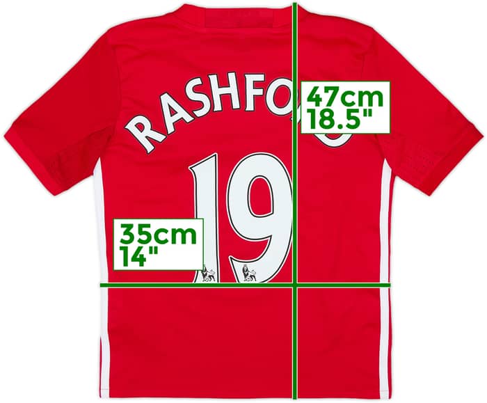 2016-17 Manchester United Home Shirt Rashford #19 - 7/10 - (7-8 Years)