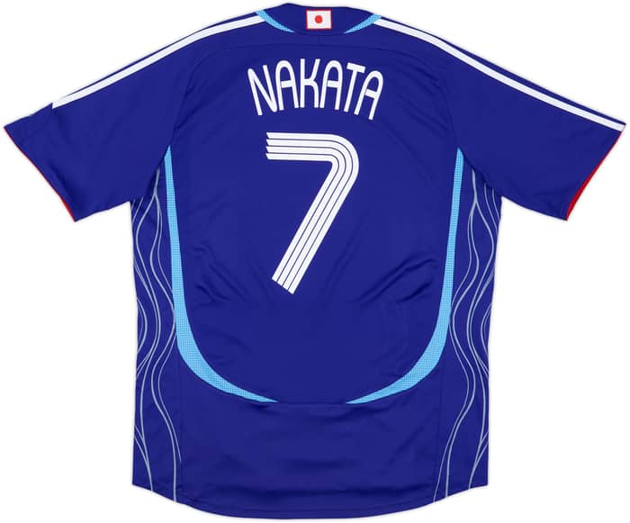 TAKERU 14 サッカーシャツ 青と黄色 2006-08 Japan Home Shirt Nakata #7 - 8/10 - (XL)