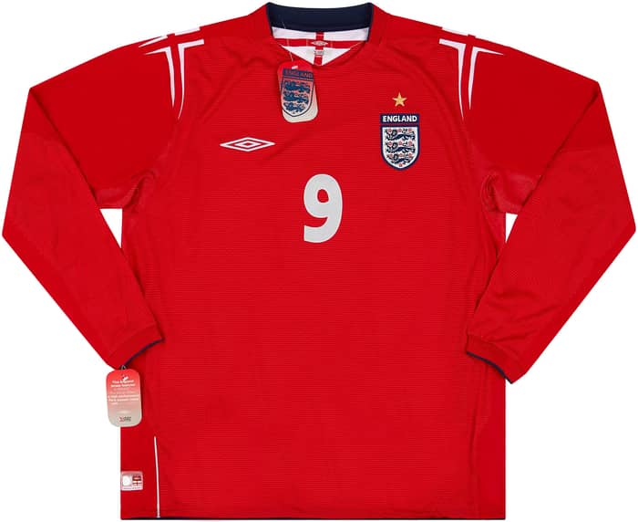2004-06 England Away L/S Shirt Rooney #9 XXL