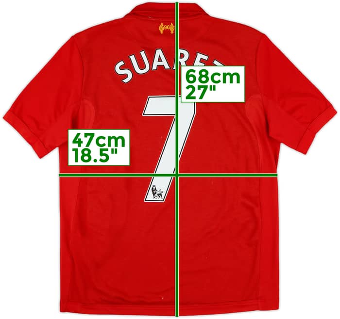 2012-13 Liverpool Home Shirt Suarez #7 - 9/10 - (XL.Boys)