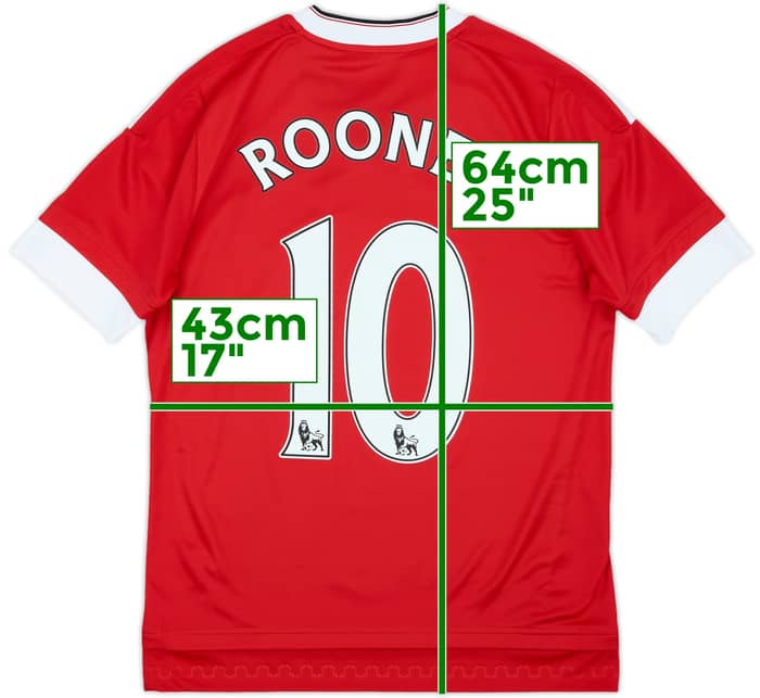 2015-16 Manchester United Home Shirt Rooney #10 - 8/10 - (L.Boys)