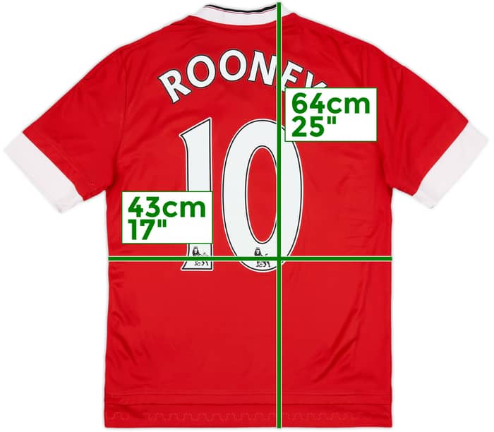 2015-16 Manchester United Home Shirt Rooney #10 - 8/10 - (L.Boys)