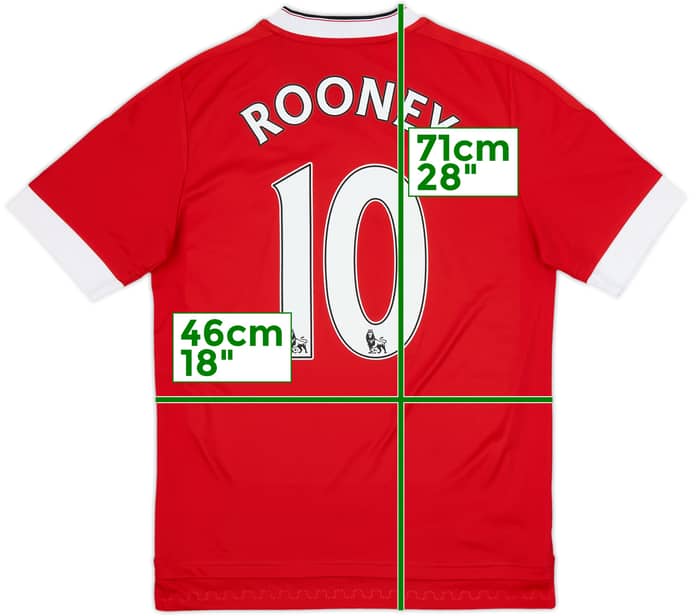 2015-16 Manchester United Home Shirt Rooney #10 - 8/10 - (XL.Boys)