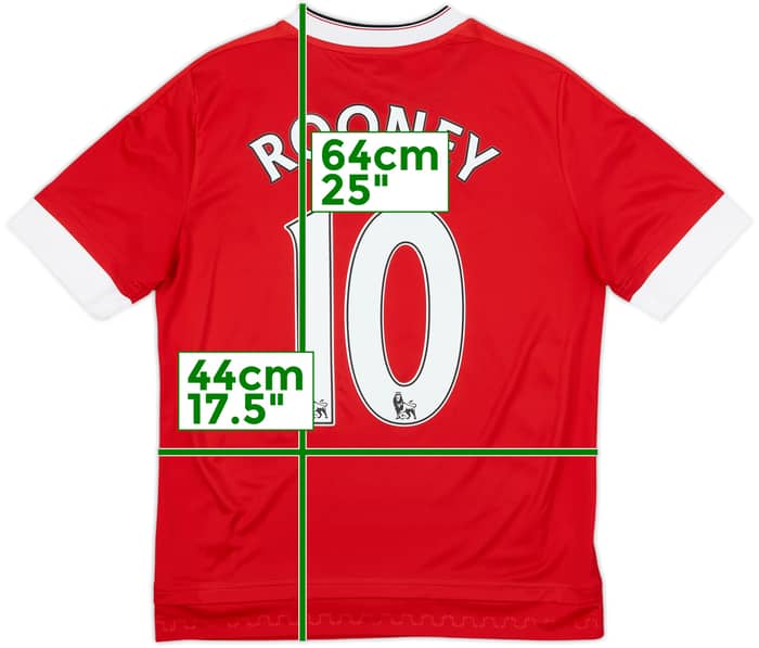 2015-16 Manchester United Home Shirt Rooney #10 - 8/10 - (L.Boys)