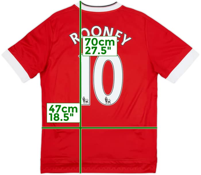 2015-16 Manchester United Home Shirt Rooney #10 - 9/10 - (XL.Boys)