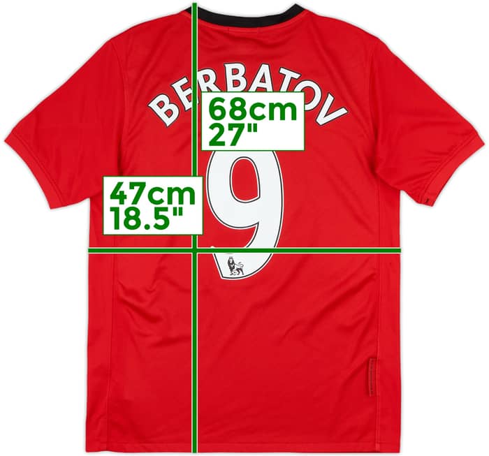 2009-10 Manchester United Home Shirt Berbatov #9 - 9/10 - (XL.Boys)