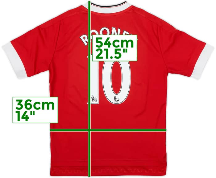 2015-16 Manchester United Home Shirt Rooney #10 - 8/10 - (S.Boys)