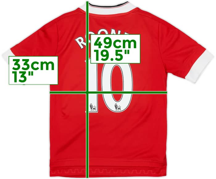 2015-16 Manchester United Home Shirt Rooney #10 - 8/10 (7-8 Years)