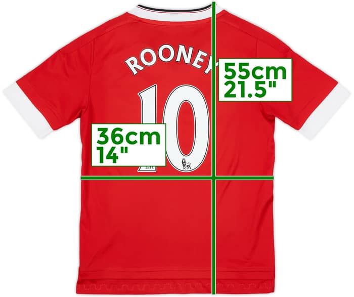 2015-16 Manchester United Home Shirt Rooney #10 - 8/10 - (S.Boys)