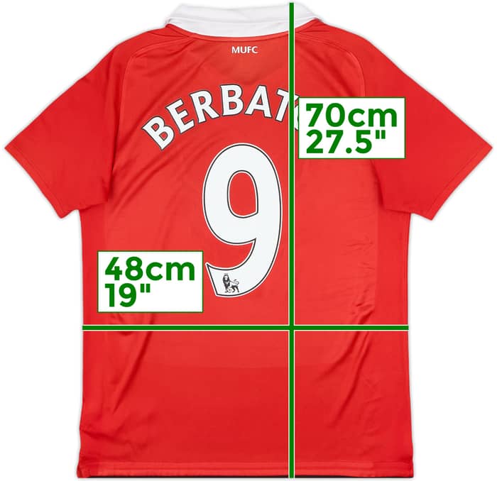 2010-11 Manchester United Home Shirt Berbatov #9 - 8/10 - (XL.Boys)