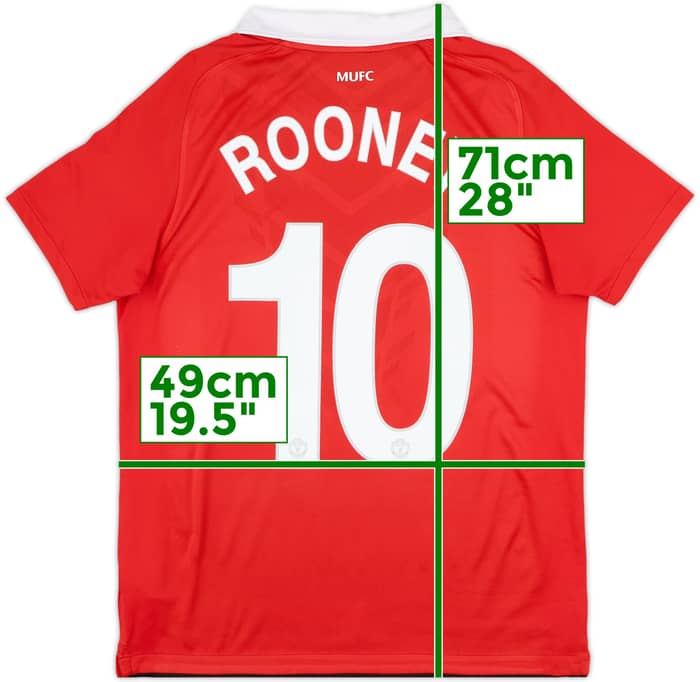 2010-11 Manchester United Home Shirt Rooney #10 - 9/10 - (XL.Boys)