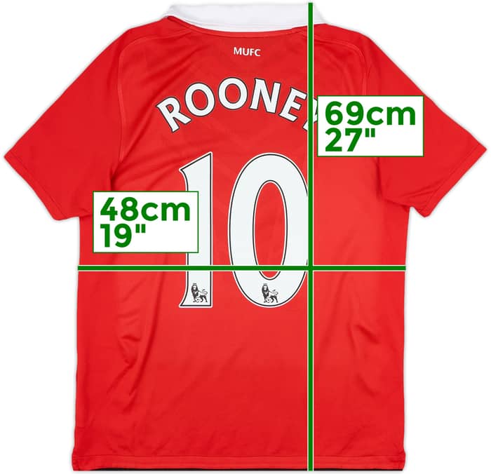 2010-11 Manchester United Home Shirt Rooney #10 - 8/10 - (XL.Boys)