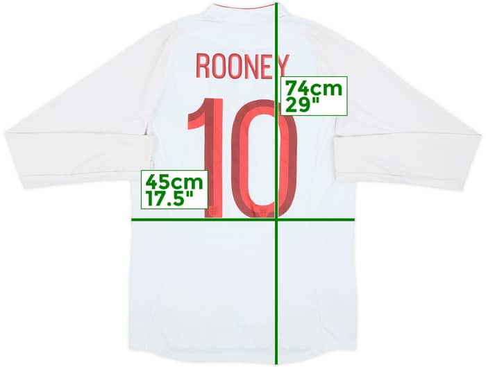2012-13 England Home L/S Shirt Rooney #10 - 7/10 - (S)