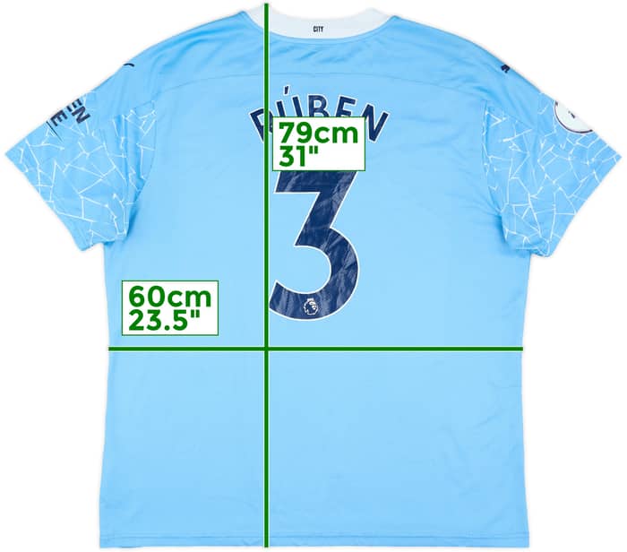 2020-21 Manchester City Home Shirt Ruben #3 - 7/10 - (XXL)