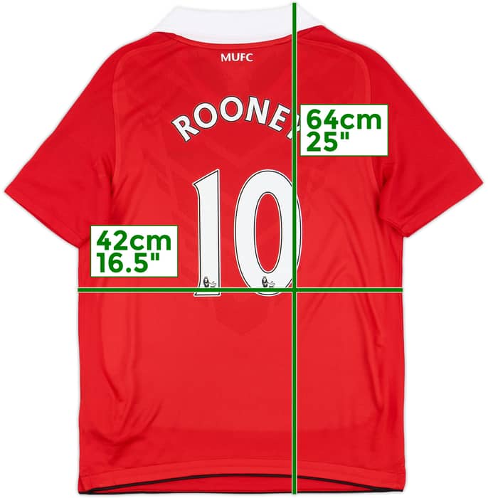 2010-11 Manchester United Home Shirt Rooney #10 (M.Boys)