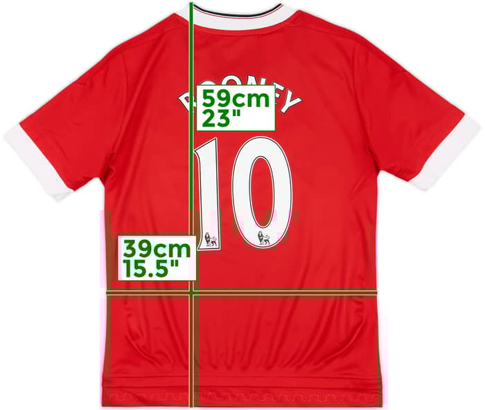 2015-16 Manchester United Home Shirt Rooney #10 - 10/10 - (M.Boys)