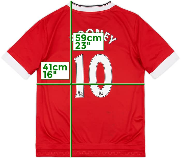 2015-16 Manchester United Home Shirt Rooney #10 - 7/10 - (M.Boys)