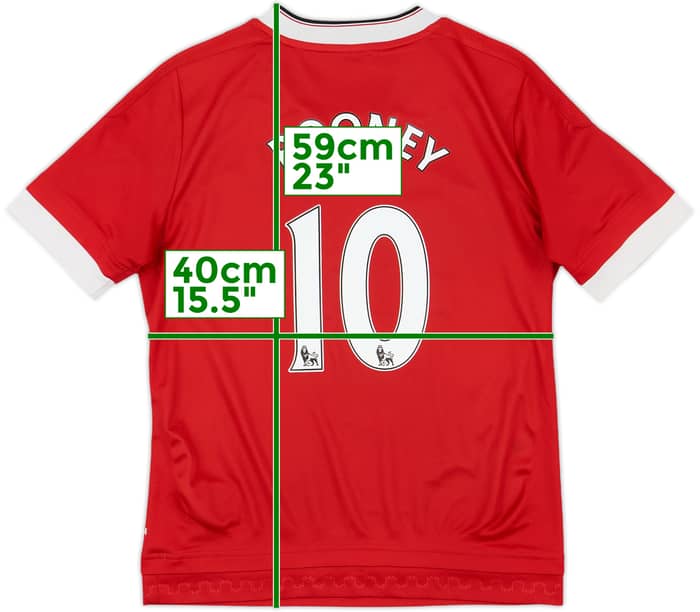 2015-16 Manchester United Home Shirt Rooney #10 - 7/10 - (M.Boys)