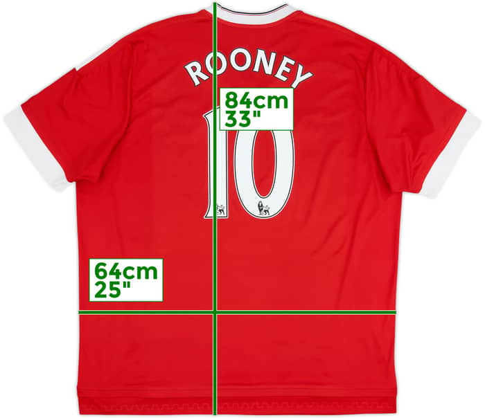 2015-16 Manchester United Home Shirt Rooney #10 - 7/10 - (3XL)