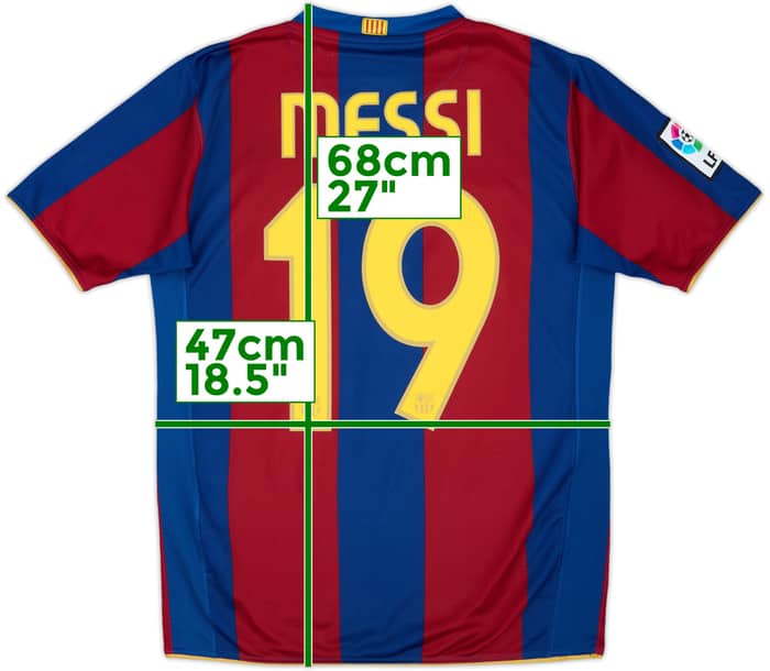 2007-08 Barcelona Home Shirt Messi #19 - 9/10 - (XL.Boys)