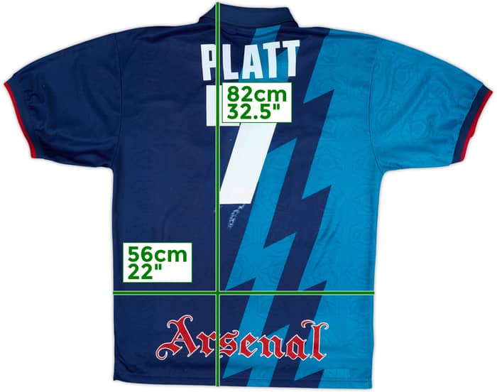 1995-96 Arsenal Away Shirt Platt #7 - 5/10 - (XL)