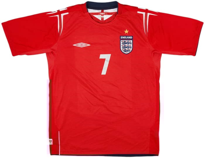 2004-06 England Away Shirt Beckham #7 - 7/10 - (M)