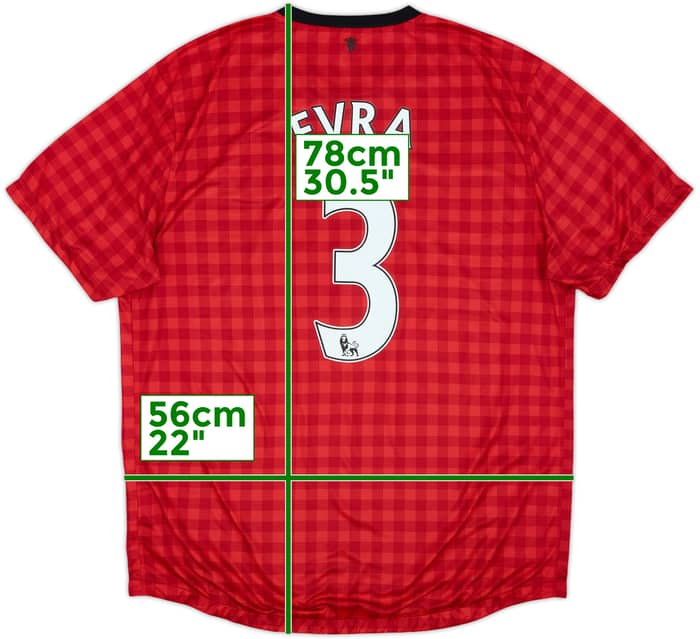 2012-13 Manchester United Home Shirt Evra #3 - 8/10 - (XL)