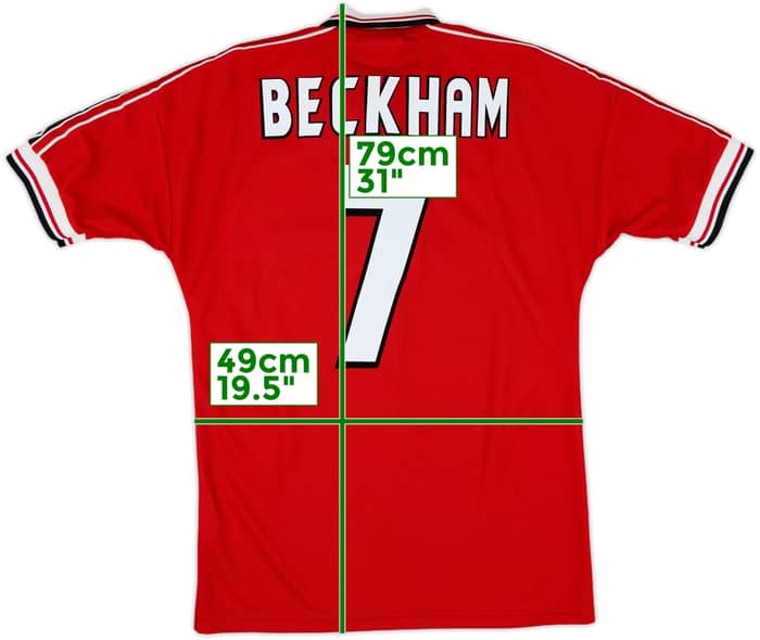 1998-00 Manchester United Home Shirt Beckham #7 - 9/10 - (L)