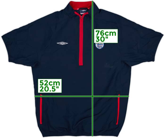 2006-08 England Umbro 1/4 Zip S/S Drill Top - 7/10 - (S)