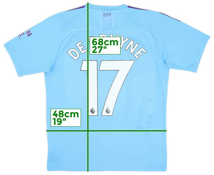 2019-20 Manchester City Home Shirt De Bruyne #17 - 8/10 - (M)