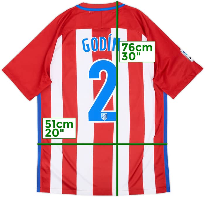 Camiseta de local del Atletico Madrid 2016-17 Godin #2 - 6/10 - (M)