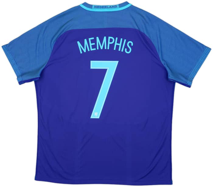 2016 Netherlands Authentic Away Shirt Memphis #7 - 9/10 - (XXL)