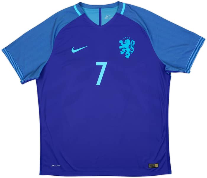2016 Netherlands Authentic Away Shirt Memphis #7 - 9/10 - (XXL)
