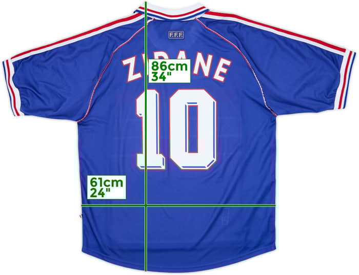 1998-00 France Home Shirt Zidane #10 - 9/10 - (XL)