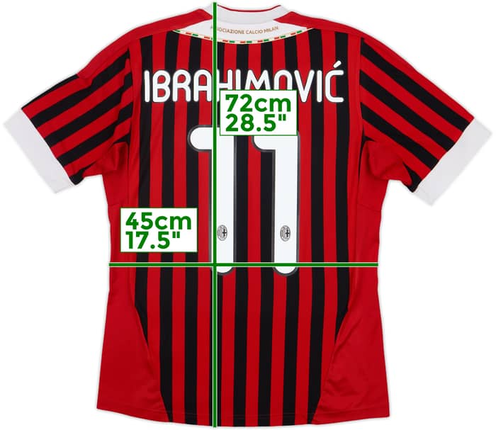 2011-12 AC Milan Home Shirt Ibrahimovic #11 - 7/10 - (S)
