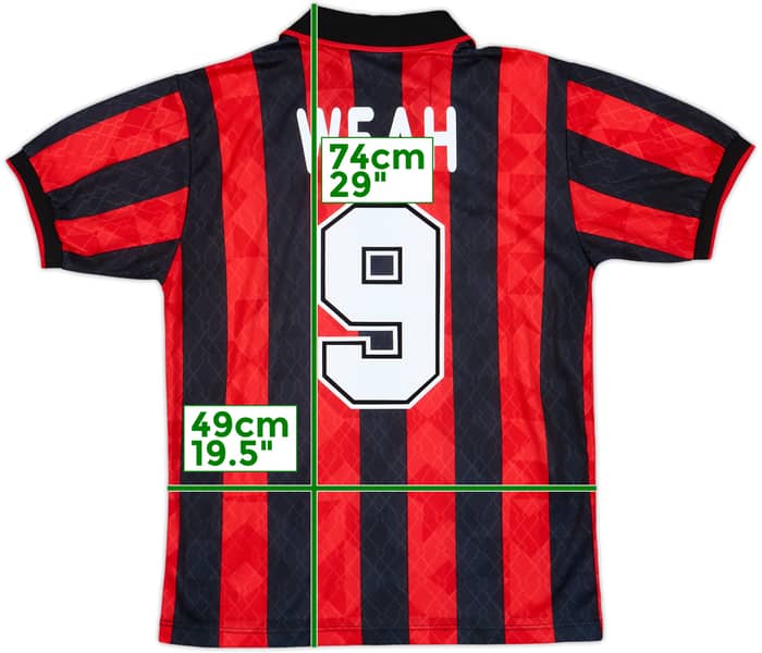 1995-96 AC Milan Home Shirt Weah #9 - 9/10 - (S)