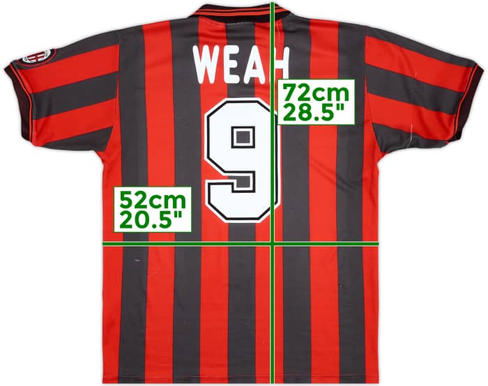 1996-97 AC Milan Home Shirt Weah #9 - 8/10 - (L)