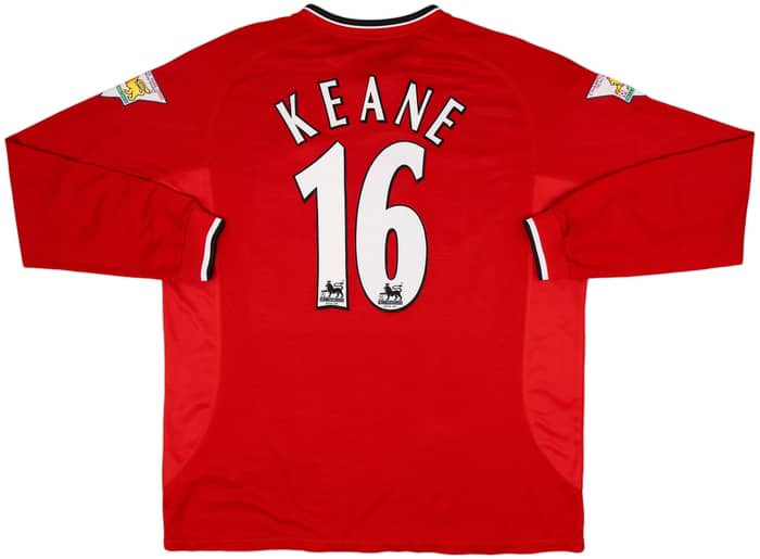 2000-02 Manchester United Home L/S Shirt Keane #16 - 9/10 - (XXL)