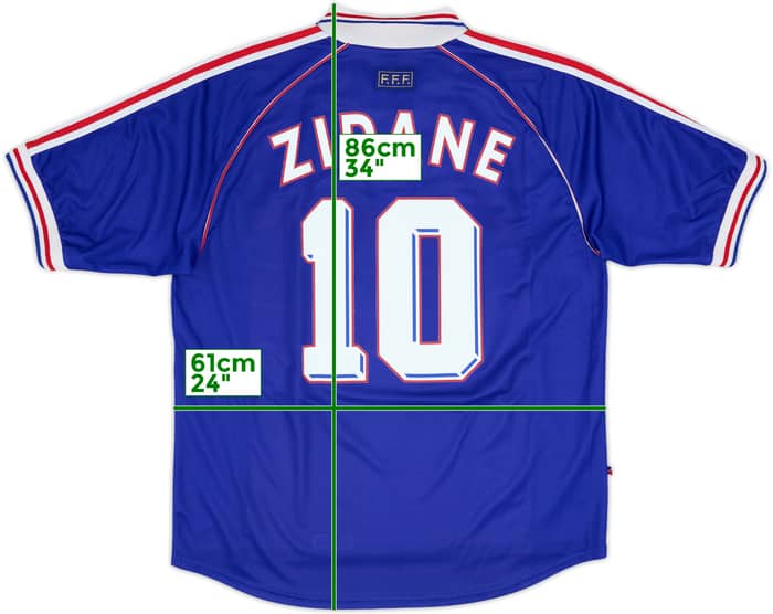 1998-00 France Home Shirt Zidane #10 - 7/10 - (XL)