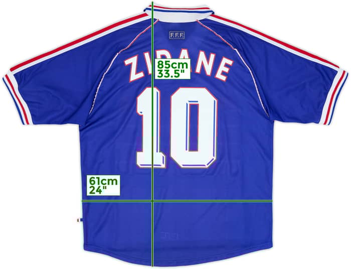 1998-00 France Home Shirt Zidane #10 - 9/10 - (XL)