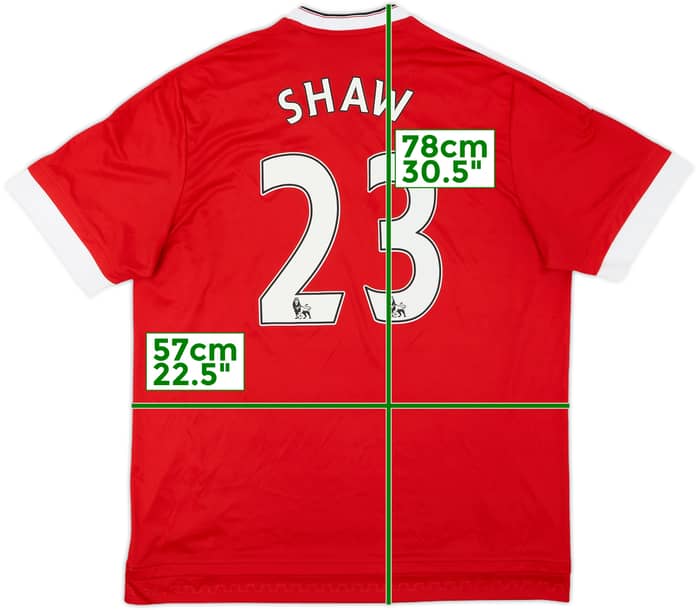2015-16 Manchester United Home Shirt Shaw #23 - 8/10 - (XL)