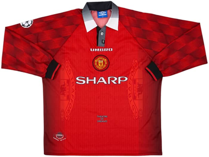 1996-98 Manchester United Home L/S Shirt Cantona #7 - 6/10 - (XXL)