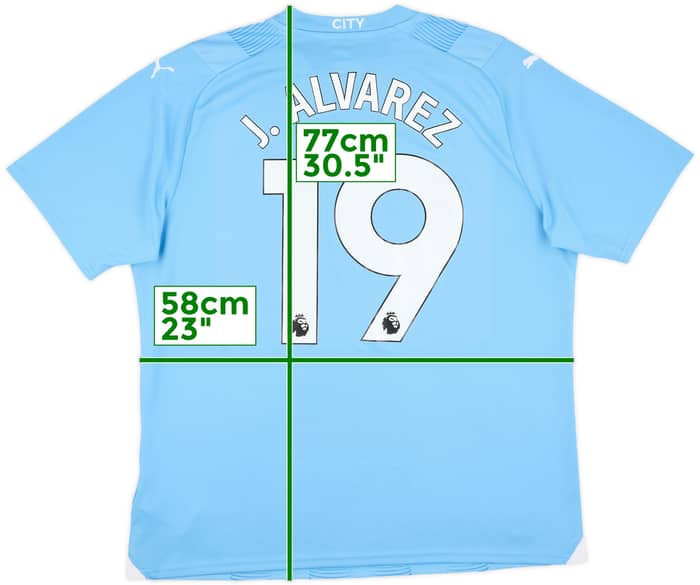 2023-24 Manchester City Home Shirt J. Alvarez #19 - 9/10 - (XL)