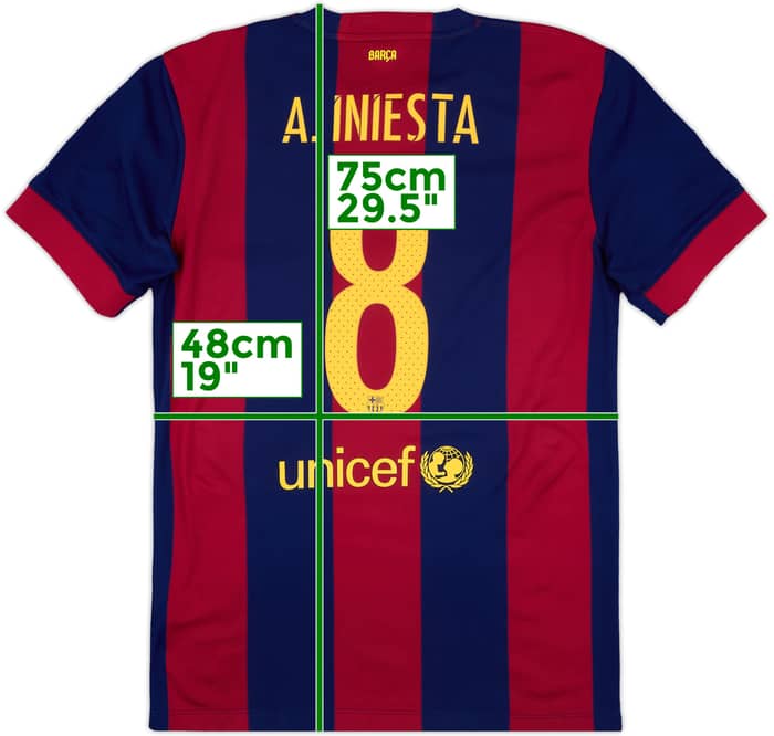 2014-15 Barcelona Home Shirt A.Iniesta #8 - 9/10 - (M)