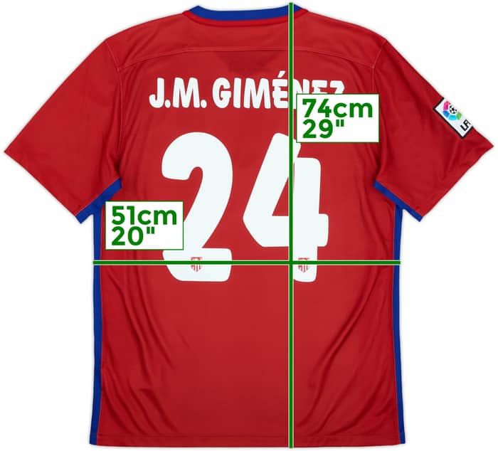2015-16 Atletico Madrid Home Shirt J.M. Gimenez #24 - 8/10 - (M)
