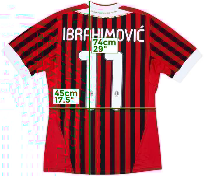 2011-12 AC Milan Home Shirt Ibrahimovic #11 - 8/10 - (S)