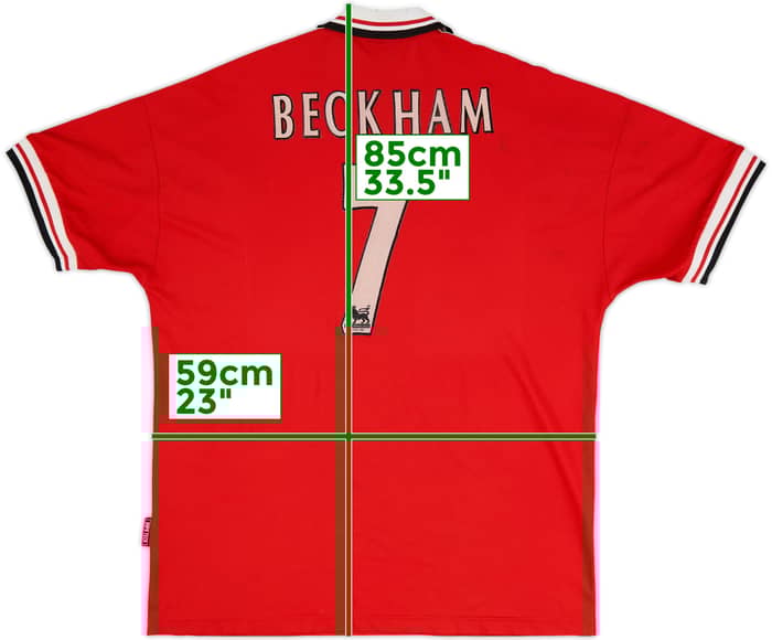 1998-00 Manchester United Home Shirt Beckham #7 - 5/10 - (XL)